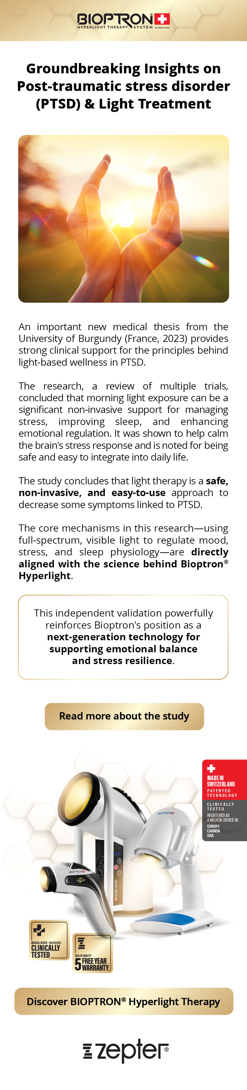 BIOPTRON® Hyperlight Therapy & Post-Traumatic Stress Disorder (PTSD)